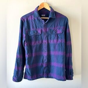 Patagonia Purple Blue Plaid Button-Down Shirt Men’s Small 100% Organic Cotton